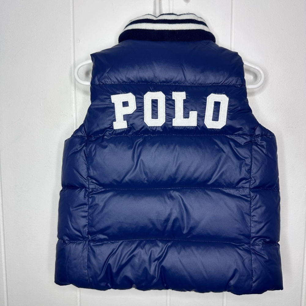 Polo Ralph Lauren 3T Navy & White Reversible DOWN Puffer Vest w/ Crest